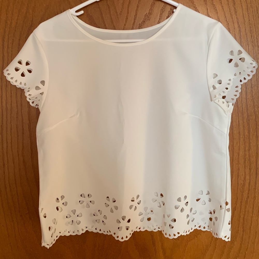 White scalloped blouse
